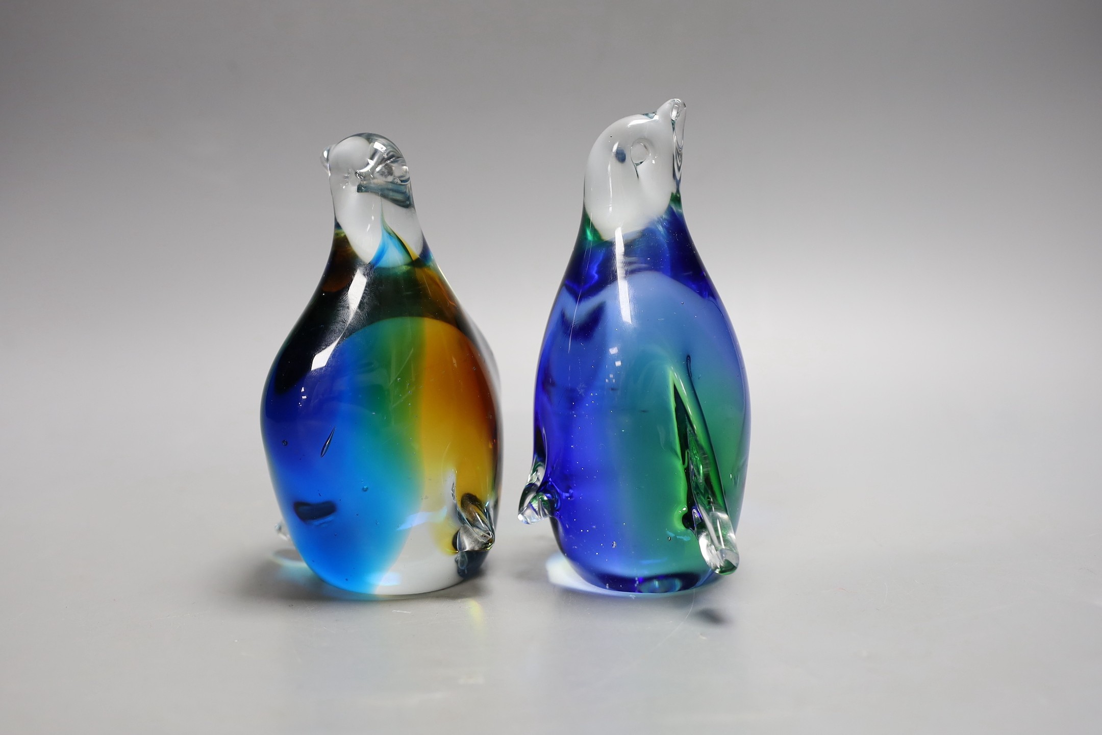 A pair of Limited Edition Chinese ‘Murano’ glass penguins, 16cm